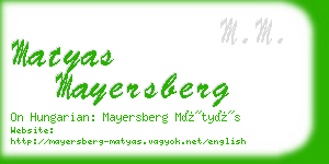 matyas mayersberg business card